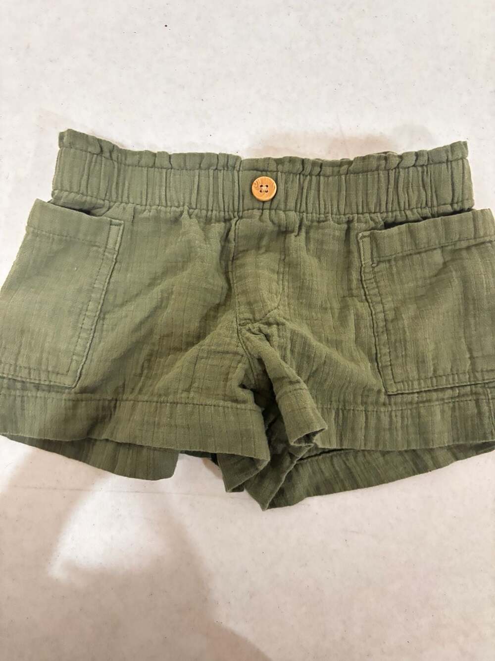 Old Navy Girls Olive Green Double-Weave Pull-On Utility Shorts Size XS (5)